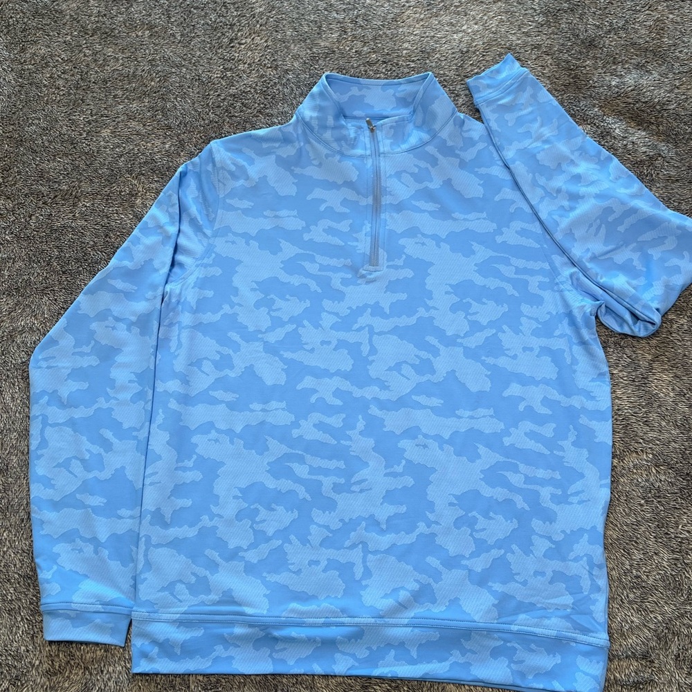 Peter Millar Crown Sport Camo 1/4 Zip Pullover Mens Medium Blue Performance
